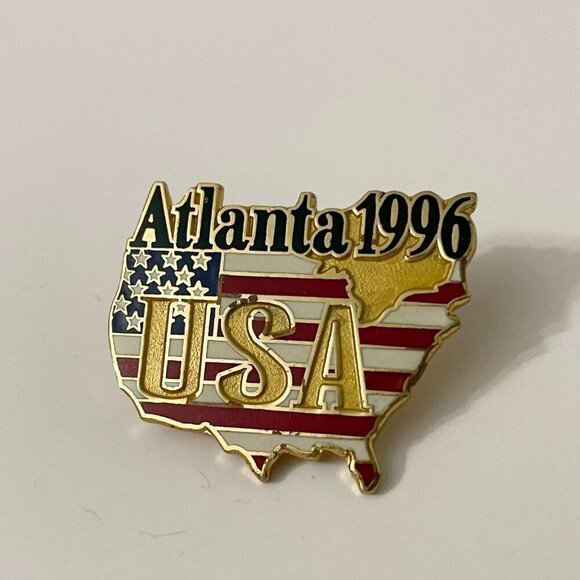 Vtg Atlanta Olympics Game 1996 Pin Team USA America Flag Pin - Picture 2 of 7